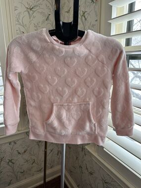 BCBG Girls Sleep Pajama Sweater Set Pink Hearts Small 7/8